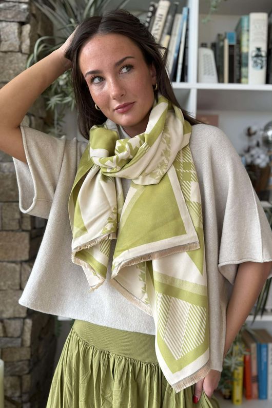 Hanbury Scarf Lime & Stone /30